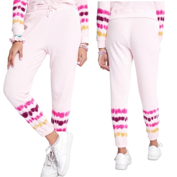 NWT SUNDOWN BY SPLENDID Womens Pink Thermal Textured Joggers, size Small - Picture 1 of 10